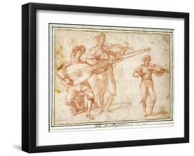 Two Musicians playing a Chiatarrone and a Violin, with a Subsidiary Study of the Second Musician-Jacopo Confortini-Framed Giclee Print