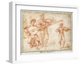 Two Musicians playing a Chiatarrone and a Violin, with a Subsidiary Study of the Second Musician-Jacopo Confortini-Framed Giclee Print