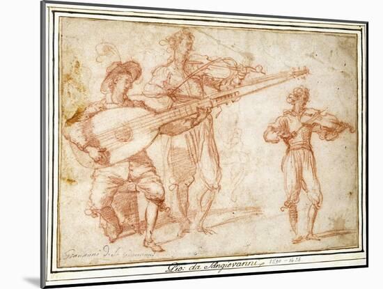 Two Musicians playing a Chiatarrone and a Violin, with a Subsidiary Study of the Second Musician-Jacopo Confortini-Mounted Giclee Print