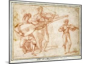 Two Musicians playing a Chiatarrone and a Violin, with a Subsidiary Study of the Second Musician-Jacopo Confortini-Mounted Giclee Print