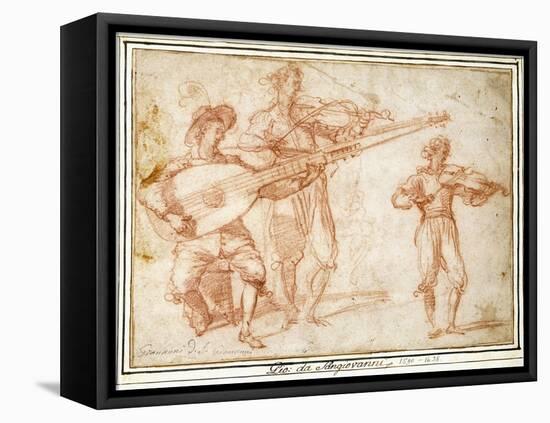 Two Musicians playing a Chiatarrone and a Violin, with a Subsidiary Study of the Second Musician-Jacopo Confortini-Framed Stretched Canvas