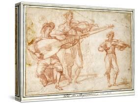 Two Musicians playing a Chiatarrone and a Violin, with a Subsidiary Study of the Second Musician-Jacopo Confortini-Stretched Canvas