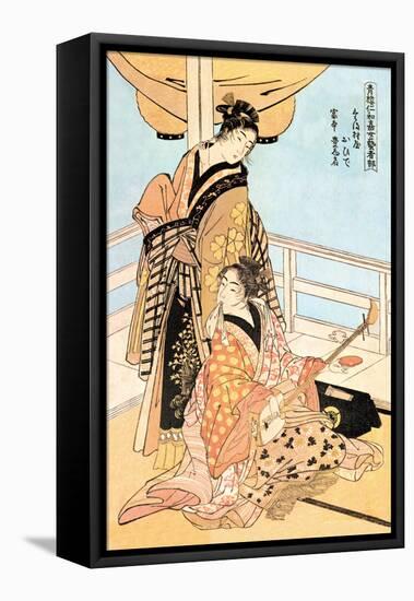 Two Musicians-Kitagawa Utamaro-Framed Stretched Canvas