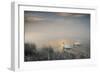 Two Mute Swans, Cygnus Olor, Glide Through A Lake In Richmond Park At Sunrise-Alex Saberi-Framed Photographic Print