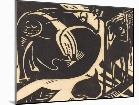Two Mythical Animals (Zwei Fabeltiere), 1914-Franz Marc-Mounted Giclee Print