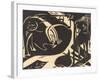 Two Mythical Animals (Zwei Fabeltiere), 1914-Franz Marc-Framed Giclee Print