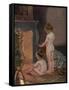 Two Naked Children Warm Themselves at the Fireside after their Bath-null-Framed Stretched Canvas