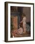 Two Naked Children Warm Themselves at the Fireside after their Bath-null-Framed Art Print