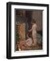 Two Naked Children Warm Themselves at the Fireside after their Bath-null-Framed Art Print