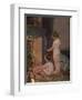 Two Naked Children Warm Themselves at the Fireside after their Bath-null-Framed Art Print