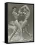 Two Naked Muscle Men Wrestling-null-Framed Stretched Canvas