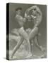 Two Naked Muscle Men Wrestling-null-Stretched Canvas