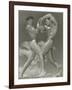 Two Naked Muscle Men Wrestling-null-Framed Art Print