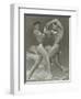 Two Naked Muscle Men Wrestling-null-Framed Art Print