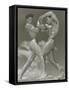 Two Naked Muscle Men Wrestling-null-Framed Stretched Canvas