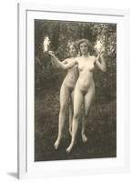 Two Naked Women Dancing Outdoors-null-Framed Art Print