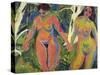 Two Naked Women in a Wood; Zwei Nackte Frauen Im Wald-Ernst Ludwig Kirchner-Stretched Canvas