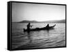 Two Native Americans with Canoe, Circa 1906-Asahel Curtis-Framed Stretched Canvas