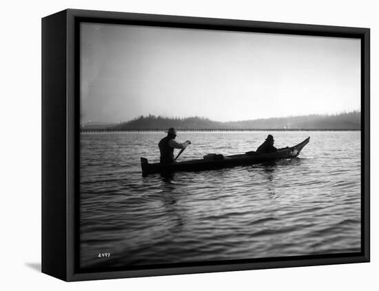 Two Native Americans with Canoe, Circa 1906-Asahel Curtis-Framed Stretched Canvas