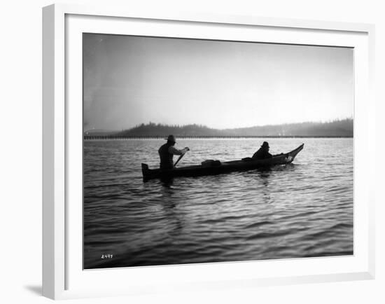 Two Native Americans with Canoe, Circa 1906-Asahel Curtis-Framed Giclee Print