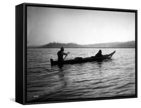 Two Native Americans with Canoe, Circa 1906-Asahel Curtis-Framed Stretched Canvas