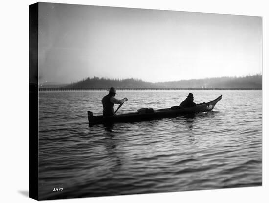 Two Native Americans with Canoe, Circa 1906-Asahel Curtis-Stretched Canvas