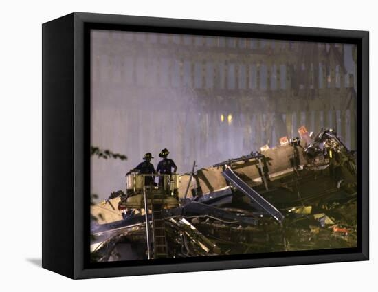 Two New York Firefighters View the Smoldering Rubble-null-Framed Stretched Canvas