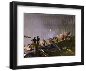 Two New York Firefighters View the Smoldering Rubble-null-Framed Photographic Print