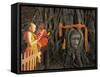 Two Novice Buddhist Monks with Offerings, Unesco World Heritage Site, Central Thailand-Gavin Hellier-Framed Stretched Canvas