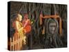 Two Novice Buddhist Monks with Offerings, Unesco World Heritage Site, Central Thailand-Gavin Hellier-Stretched Canvas