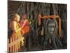 Two Novice Buddhist Monks with Offerings, Unesco World Heritage Site, Central Thailand-Gavin Hellier-Mounted Photographic Print