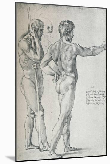 ''Two Nude Male Studies, Given by Raphael to Durer' 1515, (1912)-Raphael-Mounted Giclee Print