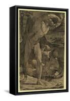 Two Nude Men: One Standing, One Reclining, Between 1500 and 1551-Domenico Beccafumi-Framed Stretched Canvas