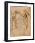 Two Nude Studies of a Man Storming Forward and Another Turning to the Right, C. 1504-Michelangelo Buonarroti-Framed Giclee Print