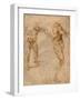 Two Nude Studies of a Man Storming Forward and Another Turning to the Right, C. 1504-Michelangelo Buonarroti-Framed Giclee Print