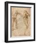 Two Nude Studies of a Man Storming Forward and Another Turning to the Right (Verso)-Michelangelo Buonarroti-Framed Giclee Print