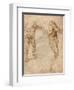 Two Nude Studies of a Man Storming Forward and Another Turning to the Right (Verso)-Michelangelo Buonarroti-Framed Giclee Print