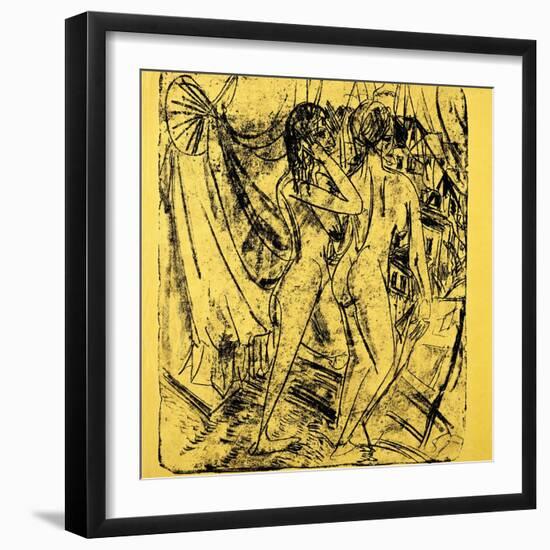 Two Nudes at the Window, 1915-Ernst Ludwig Kirchner-Framed Premium Giclee Print