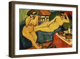 Two Nudes on a Blue Sofa-Ernst Ludwig Kirchner-Framed Giclee Print