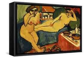 Two Nudes on a Blue Sofa-Ernst Ludwig Kirchner-Framed Stretched Canvas