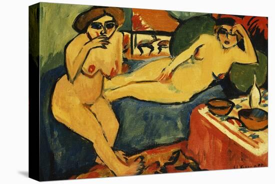 Two Nudes on a Blue Sofa-Ernst Ludwig Kirchner-Stretched Canvas