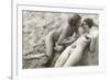 Two Nudes on Beach-null-Framed Premium Giclee Print