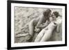 Two Nudes on Beach-null-Framed Premium Giclee Print