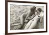 Two Nudes on Beach-null-Framed Art Print