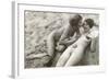 Two Nudes on Beach-null-Framed Art Print