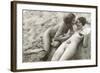 Two Nudes on Beach-null-Framed Art Print