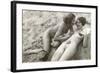 Two Nudes on Beach-null-Framed Art Print