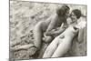 Two Nudes on Beach-null-Mounted Art Print