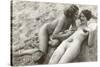 Two Nudes on Beach-null-Stretched Canvas