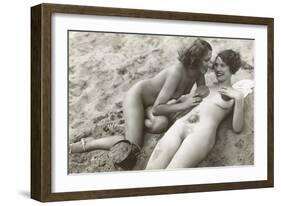 Two Nudes on Beach-null-Framed Art Print